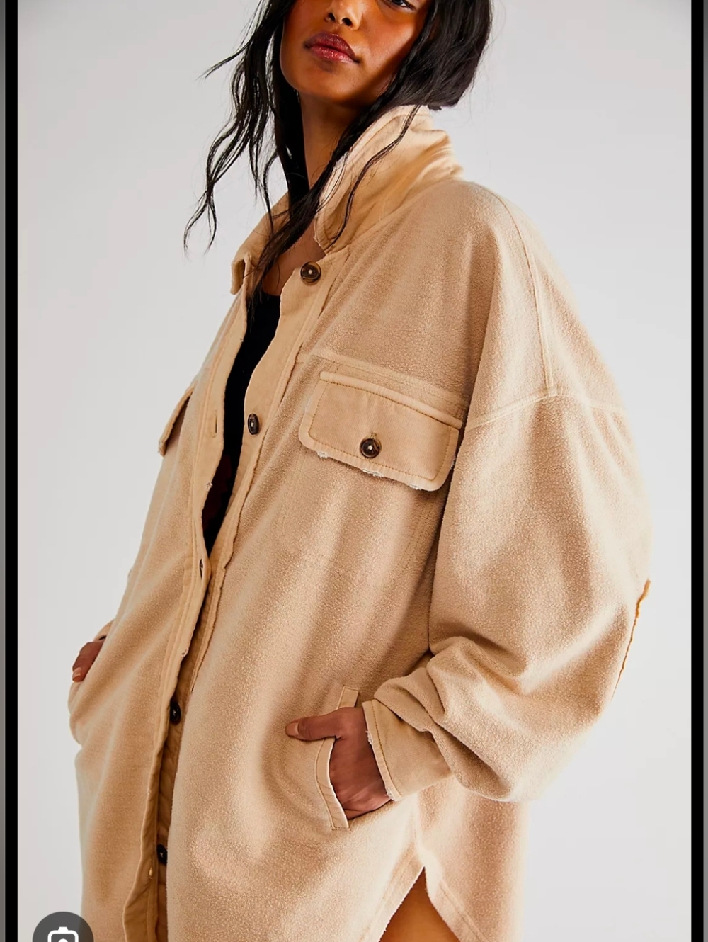 Free People Oversized Cream Shirt Jacket